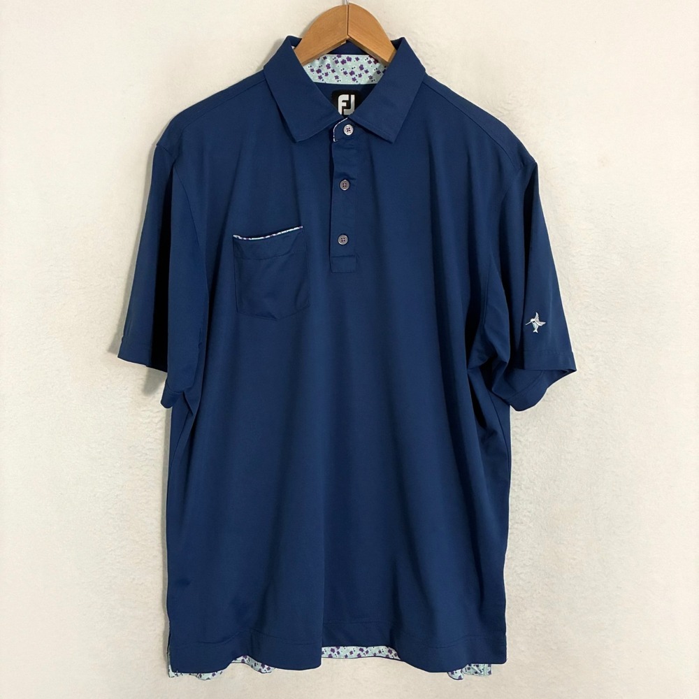 Footjoy FJ Polo‎ Shirt Mens L Performance Lightweight Golf Preppy County Club
